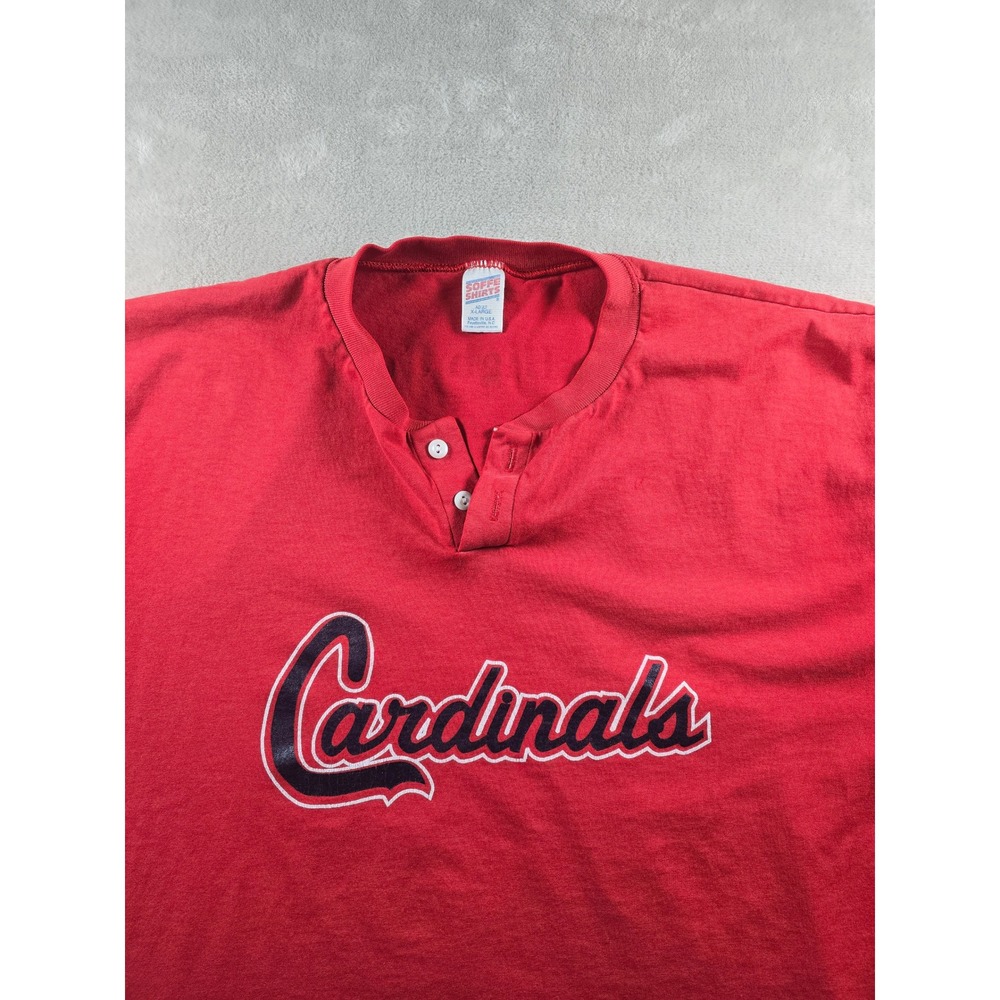 Vintage Cardinals T Shirt Mens XL Henley Soffee Pin High Golf 13 USA Made *Read